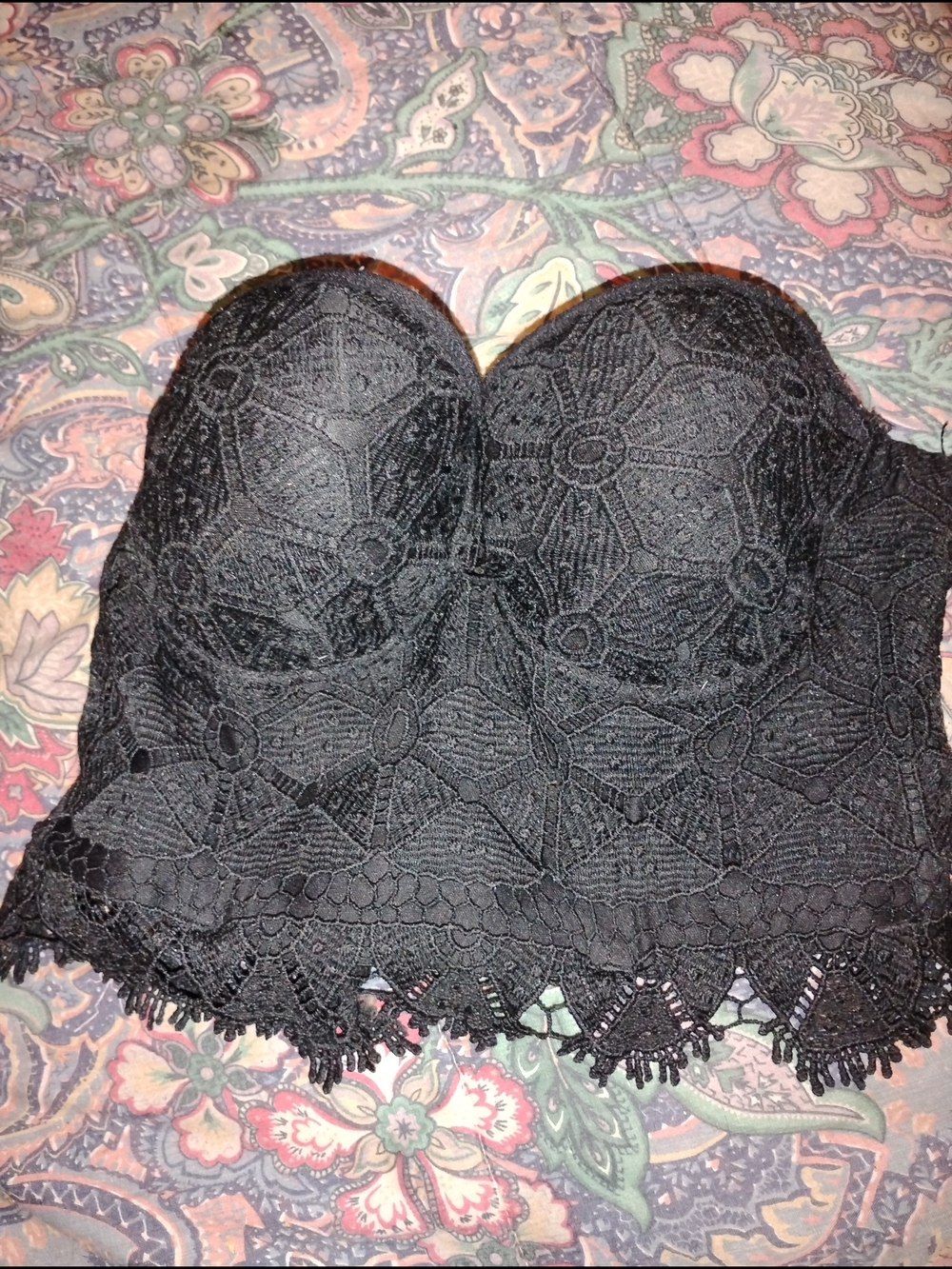 Charlotte Russe -Black Lace Strapless Bustier Corset Top